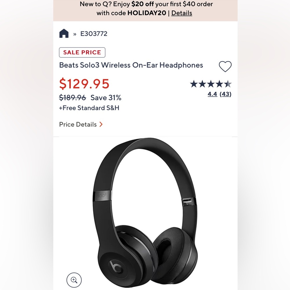 Beats Solo3 Wireless, on ear.